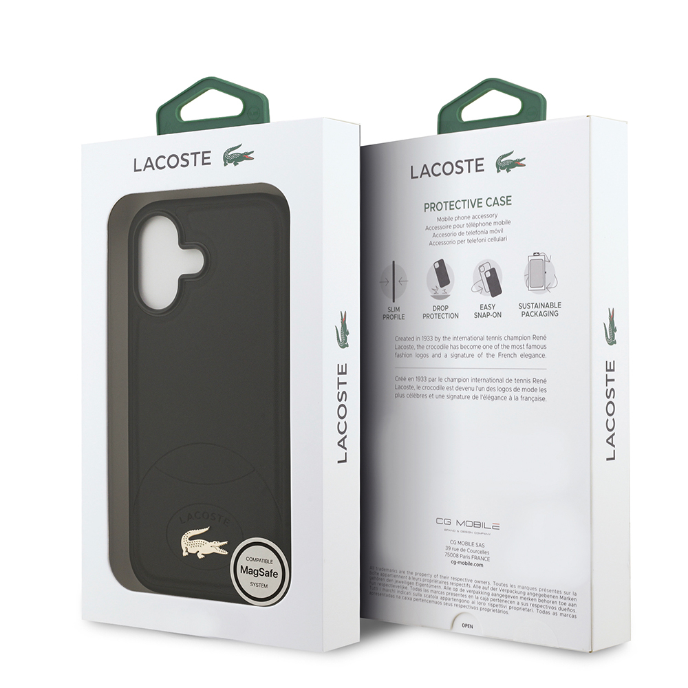 Apple iPhone 17 Case Lacoste Original Licensed M-Safe Charging Feature PU Leather Design Metal Logo Cover - 9