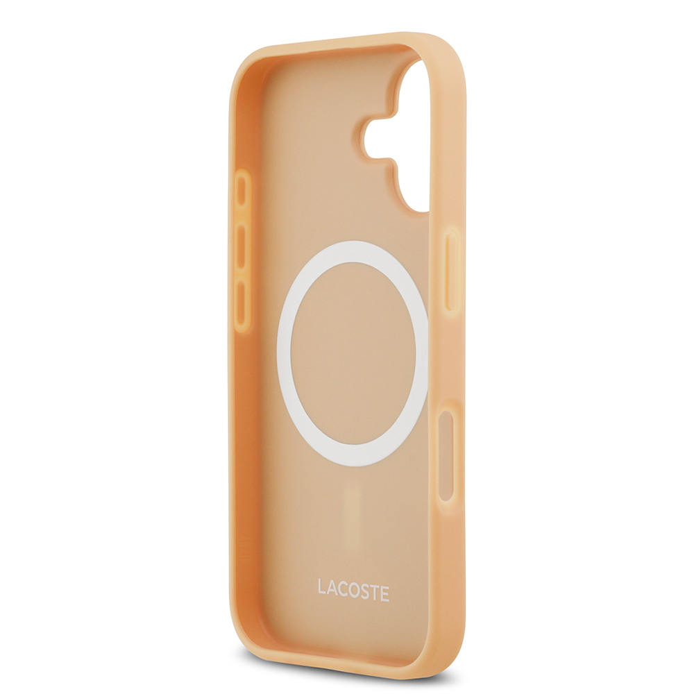 Apple iPhone 17 Case Lacoste Original Licensed M-Safe Charging Feature PU Leather Design Mixed Monogram Pattern Cover - 15