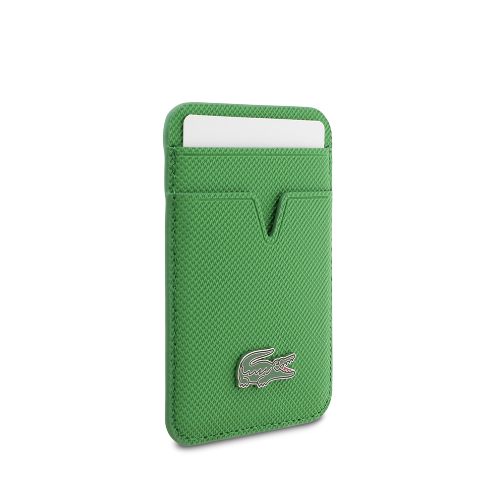 Apple iPhone 17 Case Lacoste Original Licensed M-Safe Charging Feature PU Pique Pattern Metal Logo Card Holder Cover - 31