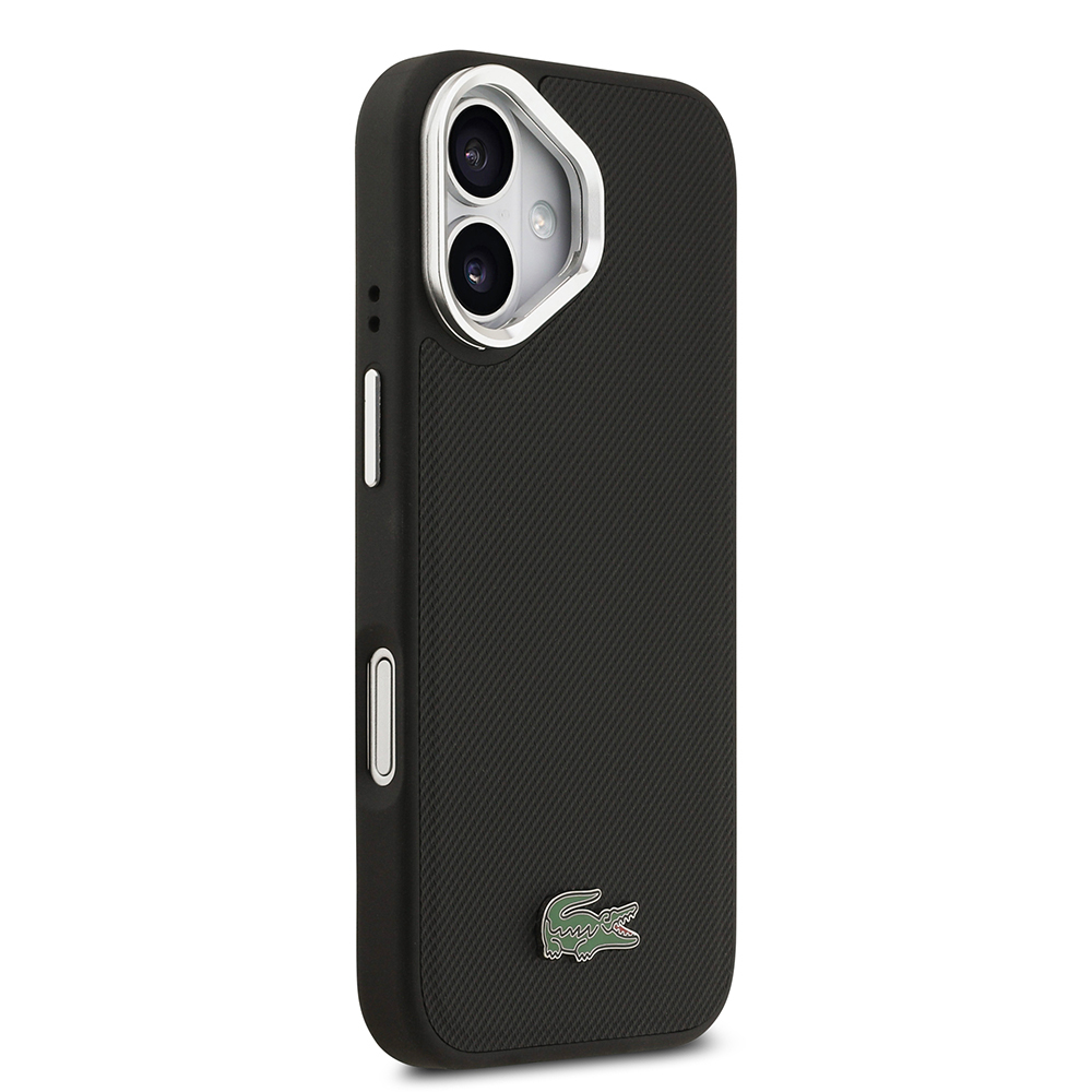 Apple iPhone 17 Case Lacoste Original Licensed M-safe Charging Feature PU Pique Pattern Stand Metal Logo Cover - 5