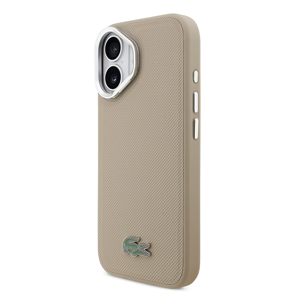 Apple iPhone 17 Case Lacoste Original Licensed M-safe Charging Feature PU Pique Pattern Stand Metal Logo Cover - 12