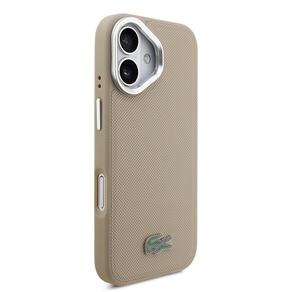 Apple iPhone 17 Case Lacoste Original Licensed M-safe Charging Feature PU Pique Pattern Stand Metal Logo Cover - 14