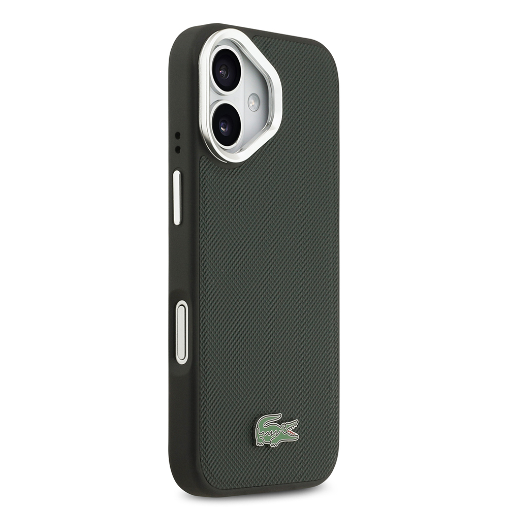 Apple iPhone 17 Case Lacoste Original Licensed M-safe Charging Feature PU Pique Pattern Stand Metal Logo Cover - 21