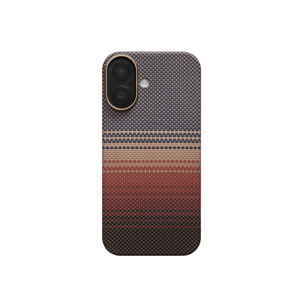 Apple iPhone 17 Case M-safe Charging Feature Aramid Fiber Pitaka Tactile Woven Sunset-Moonrise Series Sunset Cover - 10