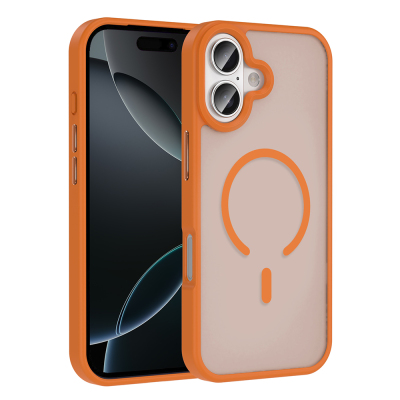 Apple iPhone 17 Case M-safe Charging Feature Matte Back Surface Zore Sio Cover Orange