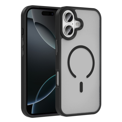 Apple iPhone 17 Case M-safe Charging Feature Matte Back Surface Zore Sio Cover Black