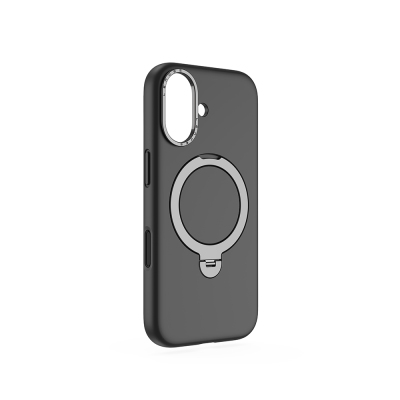 Apple iPhone 17 Case M-safe Charging Feature Metal Stand Liquid Silicone Lenses CK223 Cover Black