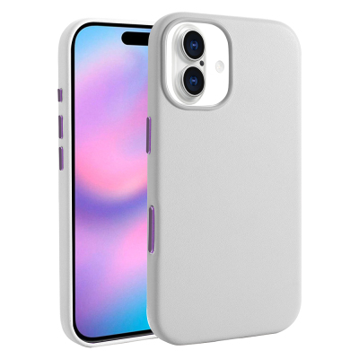 Apple iPhone 17 Case M-safe Charging Feature Zore Cupra PU Leather Look Cover Grey