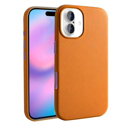 Apple iPhone 17 Case M-safe Charging Feature Zore Cupra PU Leather Look Cover Orange