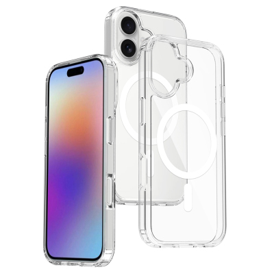 Apple iPhone 17 Case M-safe Charging Transparent Hard PC Zore Embos Cover Şeffaf