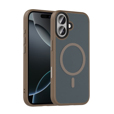 Apple iPhone 17 Case Matte Back Surface Wireless Charging Feature Zore Flet M-safe Cover Desert Titanyum