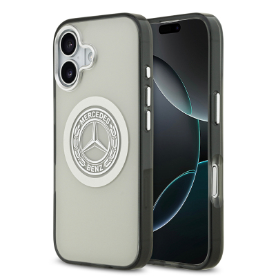 Apple iPhone 17 Case Mercedes Benz Original Licensed M-Safe Charging Feature Dual Layer PC Nostalgic Star Design Cover Grey