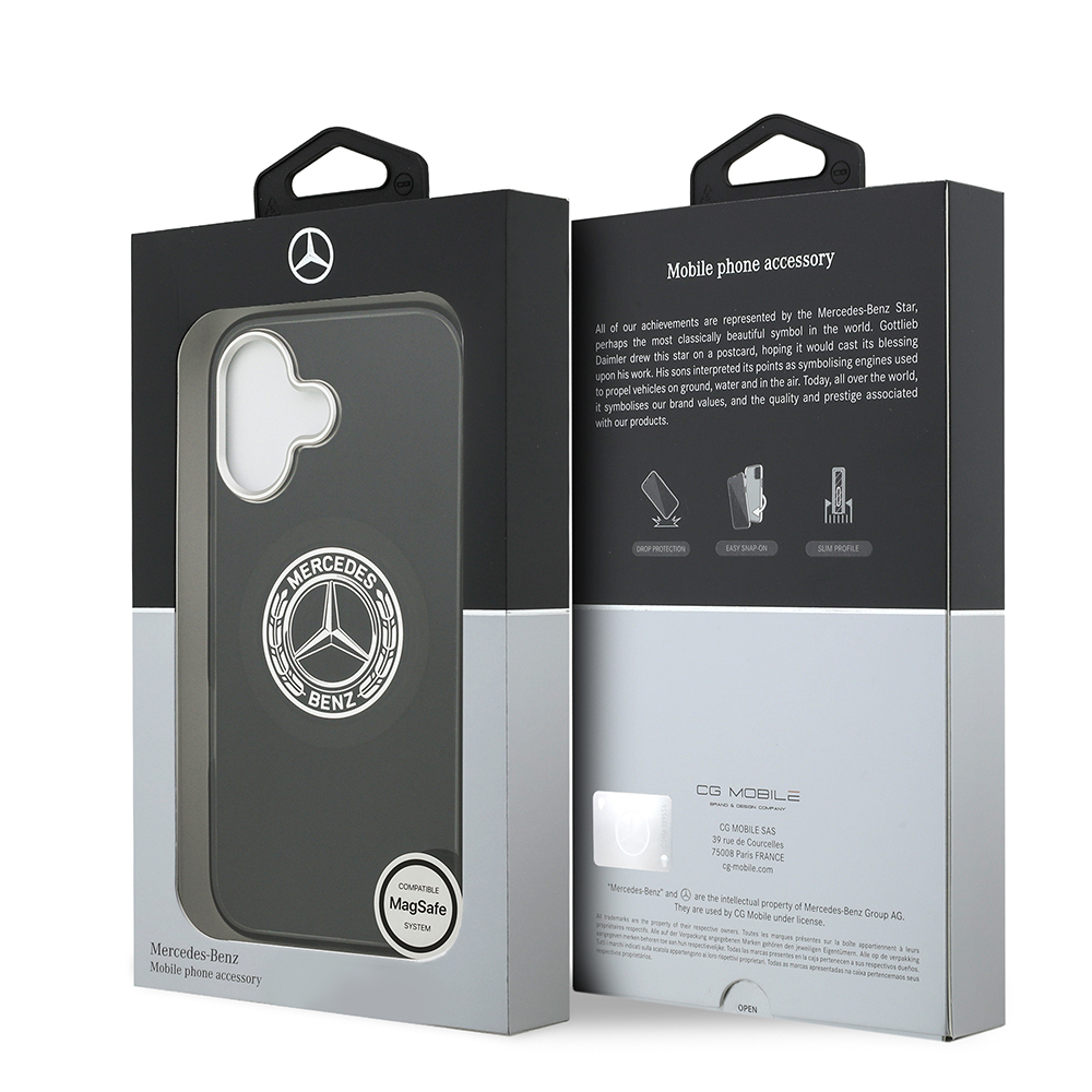 Apple iPhone 17 Case Mercedes Benz Original Licensed M-Safe Charging Feature Dual Layer PC Nostalgic Star Design Cover - 17