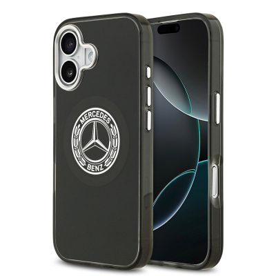 Apple iPhone 17 Case Mercedes Benz Original Licensed M-Safe Charging Feature Dual Layer PC Nostalgic Star Design Cover Black