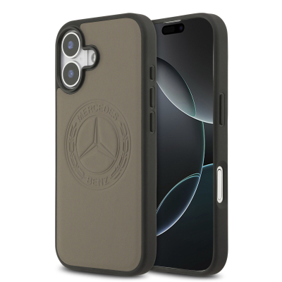 Apple iPhone 17 Case Mercedes Benz Original Licensed M-Safe Charging Feature Genuine Leather Nostalgic Star Design Cover Brown