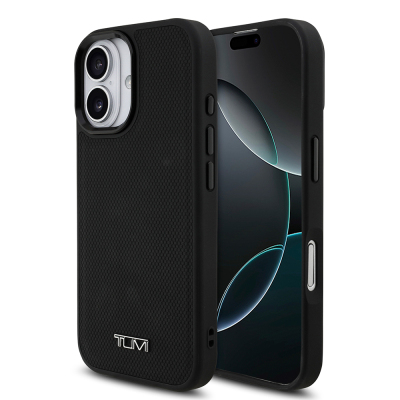 Apple iPhone 17 Case TUMI M-safe Charging Feature Leather Dotted Design Cover Black