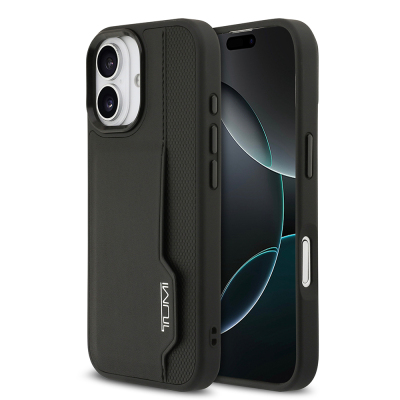 Apple iPhone 17 Case TUMI Original Licensed Leather Vertical Card Holder Cover Black