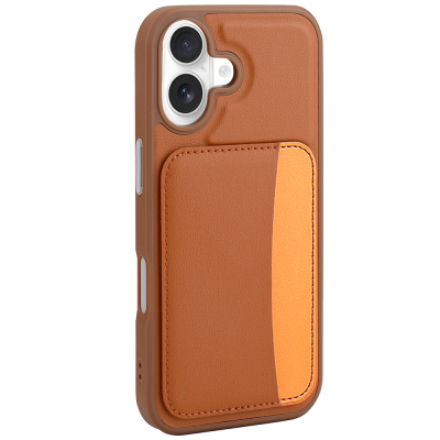 Apple iPhone 17 Case with Card Holder Zore X-Card Silicone Cover Brown
