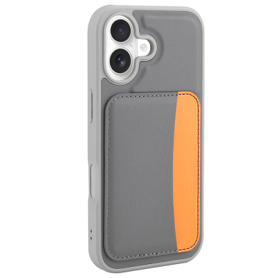 Apple iPhone 17 Case with Card Holder Zore X-Card Silicone Cover Dark Grey