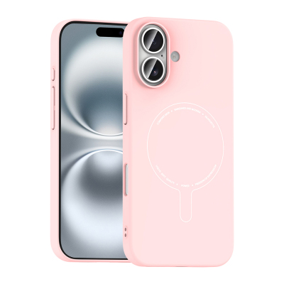 Apple iPhone 17 Case with M-Safe Charging and Camera Protection - Zore Elio Hard PC Cover Açık Pembe