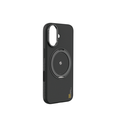 Apple iPhone 17 Case with M-safe Charging Feature and Metal Stand Lenyes CK225 Cover Black