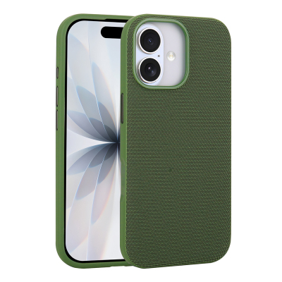 Apple iPhone 17 Case with M-Safe Charging Feature, Fabric Design, Zore Miami Hard PC Cover Green