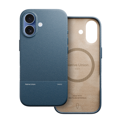 Apple iPhone 17 Case with M-safe Charging Feature, Leather Textured Native Union RE Classic Series Cover Navy blue