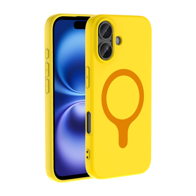 Apple iPhone 17 Case with M-Safe Charging Feature - Zore Aris Silicone Cover Yellow