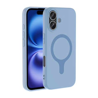 Apple iPhone 17 Case with M-Safe Charging Feature - Zore Aris Silicone Cover Baby Blue