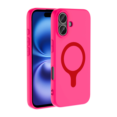 Apple iPhone 17 Case with M-Safe Charging Feature - Zore Aris Silicone Cover Koyu Pembe
