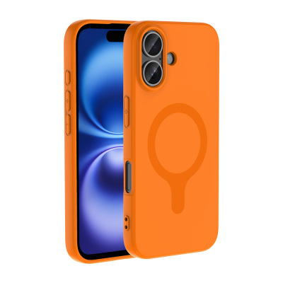 Apple iPhone 17 Case with M-Safe Charging Feature - Zore Aris Silicone Cover Orange