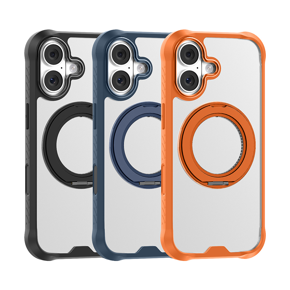 Apple iPhone 17 Case with M-safe Charging, Finger Ring Stand Airbag Design Mutural Obsidian Series Cover - 11