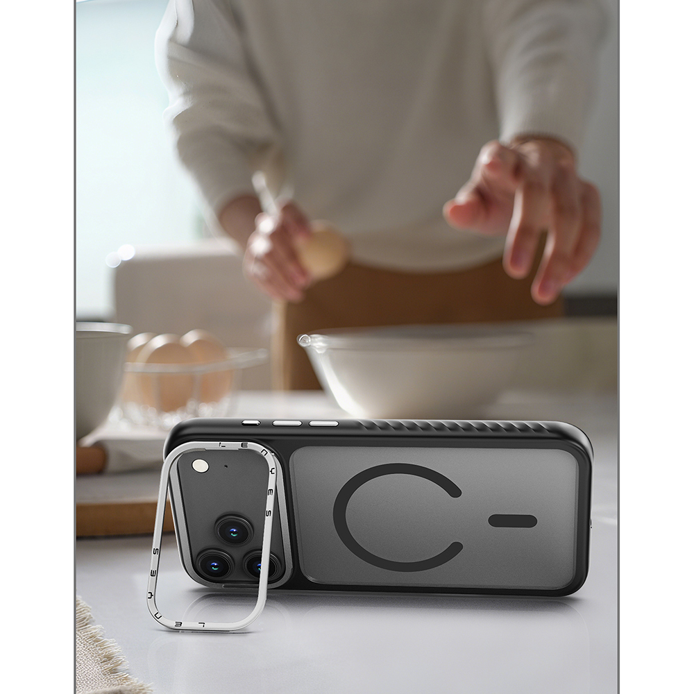 Apple iPhone 17 Case with M-safe Charging Metal Camera Stand Lenyes CK226 PC Cover - 9