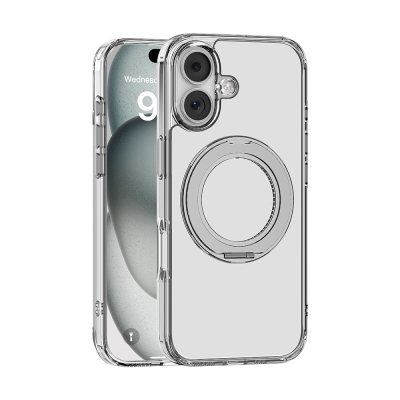 Apple iPhone 17 Case with M-safe Charging Stand and Airbag Design Mutural Fresh Series Cover Şeffaf