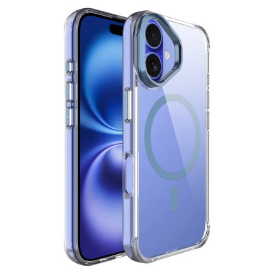 Apple iPhone 17 Case Zore Azor Cover with M-safe Charging, Airbag, Camera Stand Navy blue