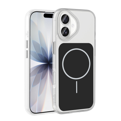 Apple iPhone 17 Case Zore Iconic Hard Silicone Cover with Metal Button Design Black