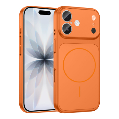 Apple iPhone 17 Case Zore M-Safe Charging Camera Protection Formen Cover Orange
