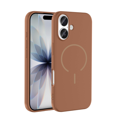 Apple iPhone 17 Case Zore Meta Cover with M-safe Charging Feature Brown