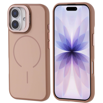 Apple iPhone 17 Case Zore Notron Cover M-safe Charging and Camera Stand Gold