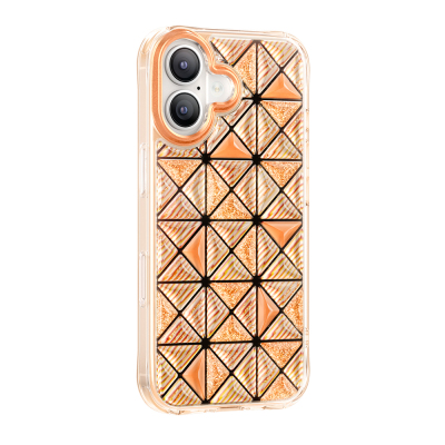Apple iPhone 17 Case – Zore Paris Kairo TPU Cover with 3D Ice Block Pattern Orange