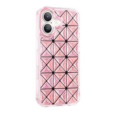 Apple iPhone 17 Case – Zore Paris Kairo TPU Cover with 3D Ice Block Pattern Pink