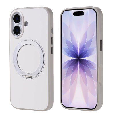 Apple iPhone 17 Case Zore Proton Silicone Cover with M-Safe Charging Stand Grey