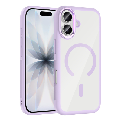 Apple iPhone 17 Case Zore Tiko Cover Metal Camera Frame and M-Safe Charging Function Lila