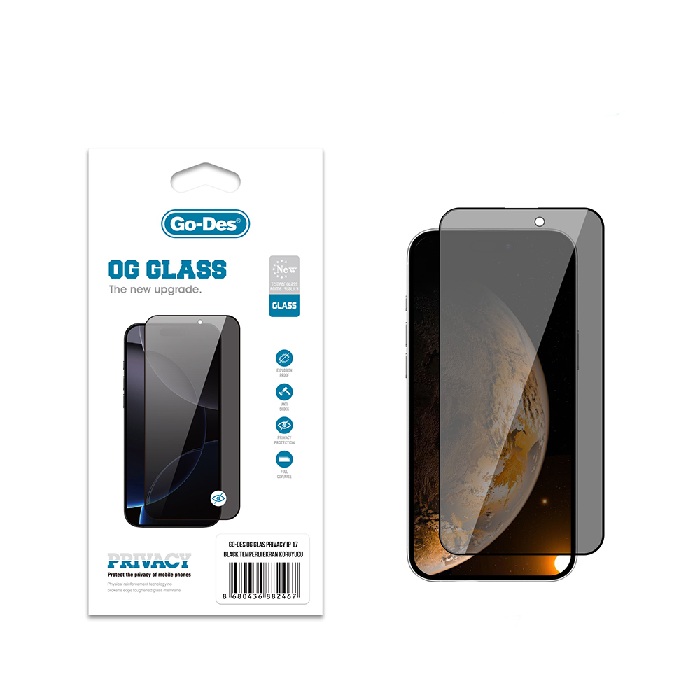 Apple iPhone 17 Go Des OG Glass Privacy Antistatik Temperli Cam Ekran Koruyucu - 2