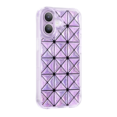 Apple iPhone 17 Kılıf 3D Buz Blok Desenli Zore Paris Kairo TPU Kapak Mor
