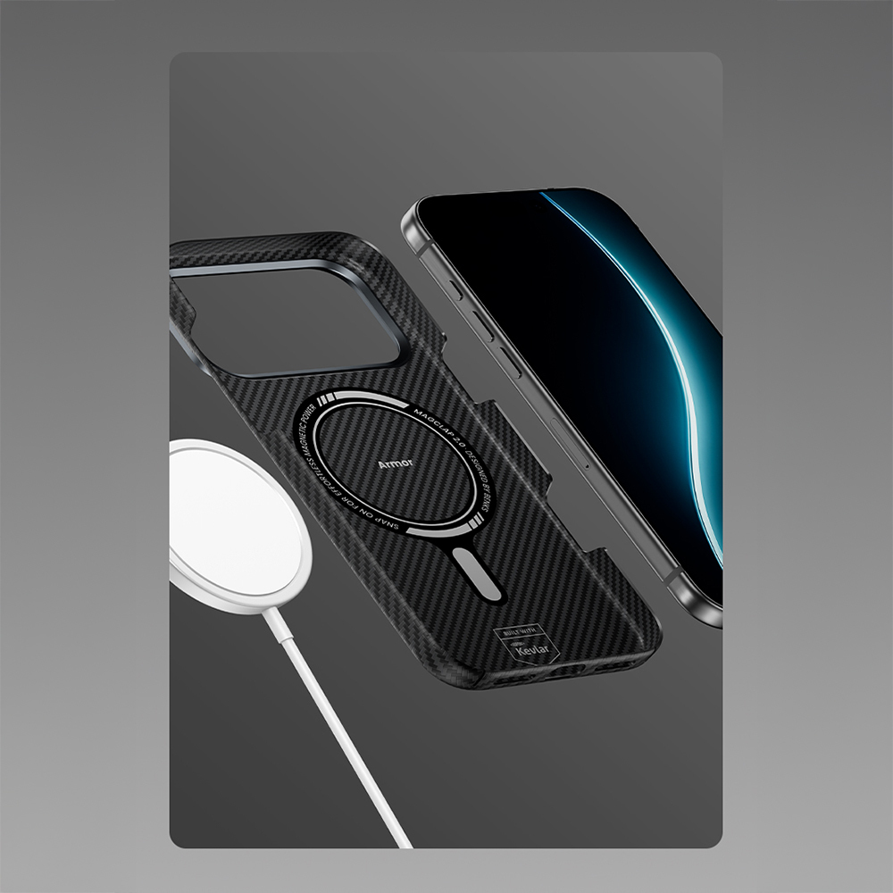 Apple iPhone 17 Kılıf Benks M-safe Şarj Özellikli Metal Kamera Çerçeveli Magnetik ArmorAir 600D Kevlar Fiber Kapak - 5