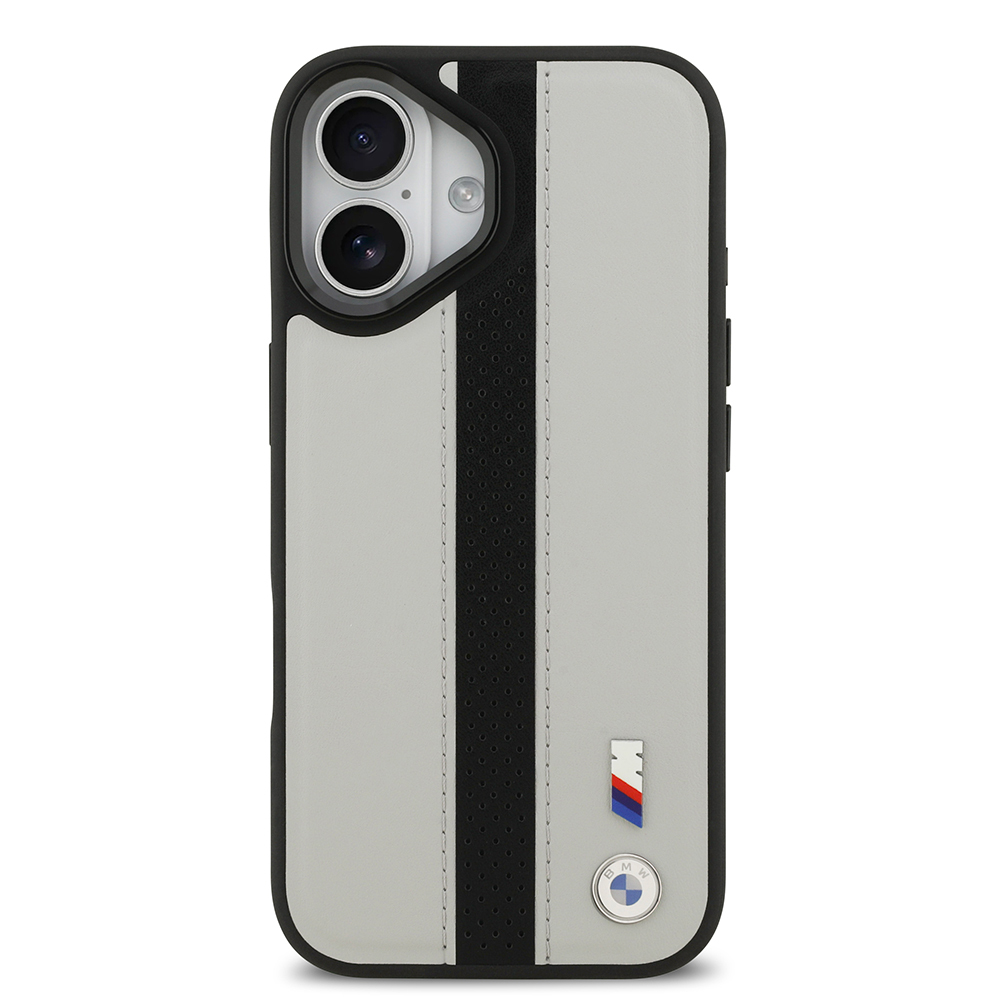 Apple iPhone 17 Kılıf BMW Orjinal Lisanslı M-safe Şarj Özellikli Deri Arka Yüzey Metal Logolu Delikli Şerit Tasarımlı Kapak - 4