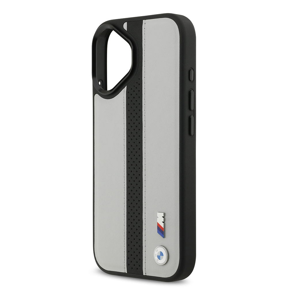 Apple iPhone 17 Kılıf BMW Orjinal Lisanslı M-safe Şarj Özellikli Deri Arka Yüzey Metal Logolu Delikli Şerit Tasarımlı Kapak - 7