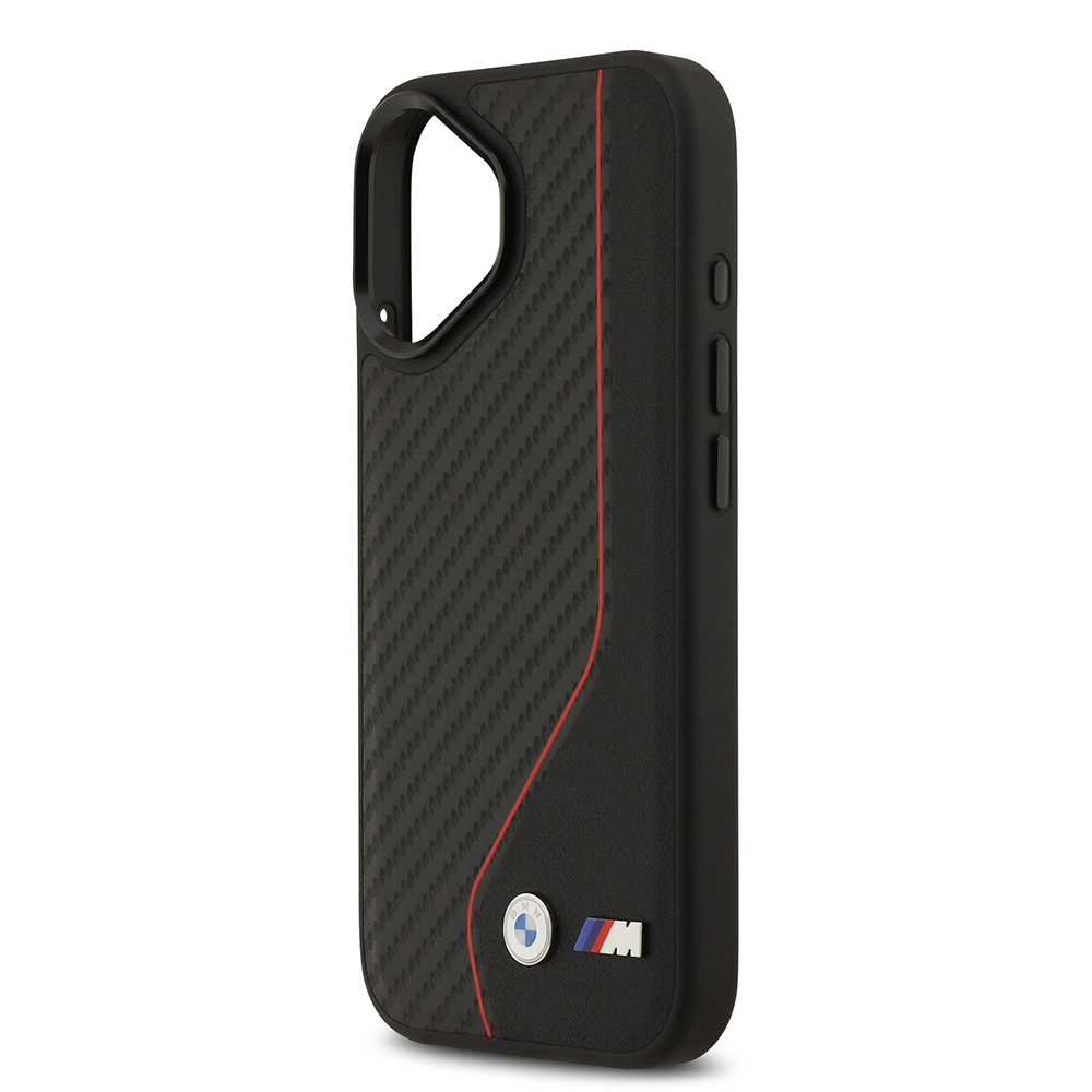 Apple iPhone 17 Kılıf BMW Orjinal Lisanslı M-safe Şarj Özellikli Metal BMW ve M Logolu PU Karbon Tasarımlı Kapak - 4