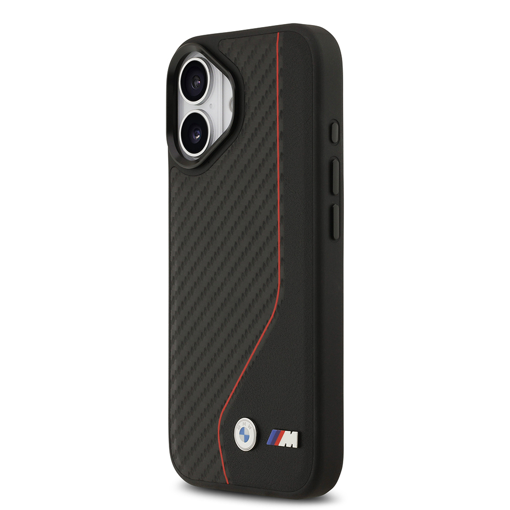Apple iPhone 17 Kılıf BMW Orjinal Lisanslı M-safe Şarj Özellikli Metal BMW ve M Logolu PU Karbon Tasarımlı Kapak - 6